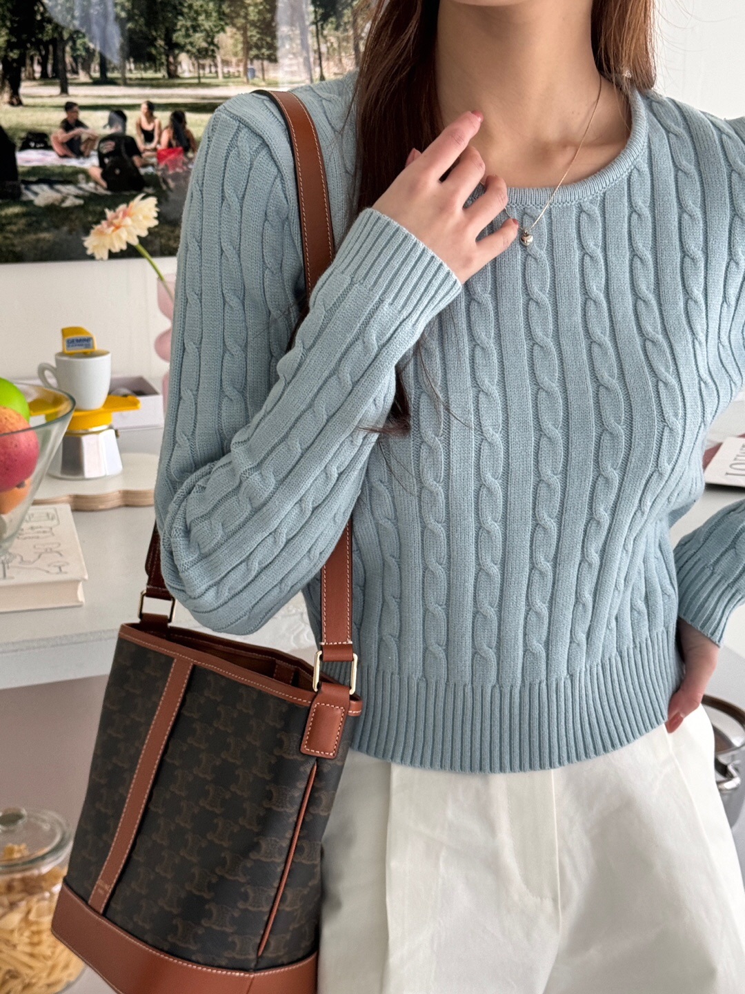 ラウンドネックベーシック長袖ケーブルニット | 詳細画像7