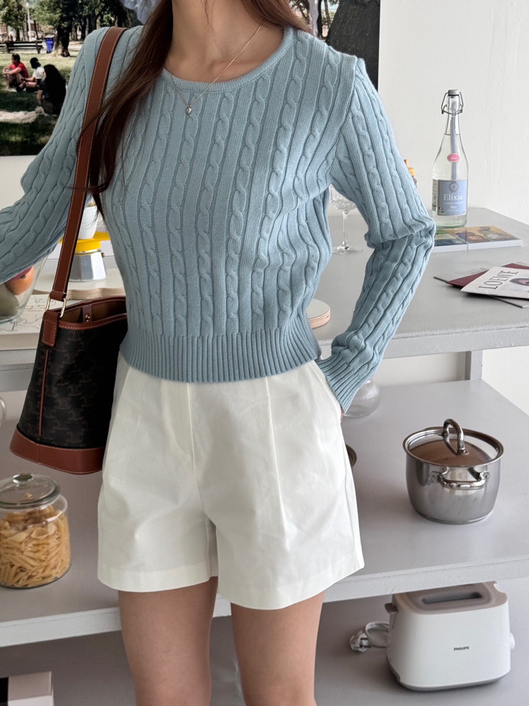 ラウンドネックベーシック長袖ケーブルニット | 詳細画像8