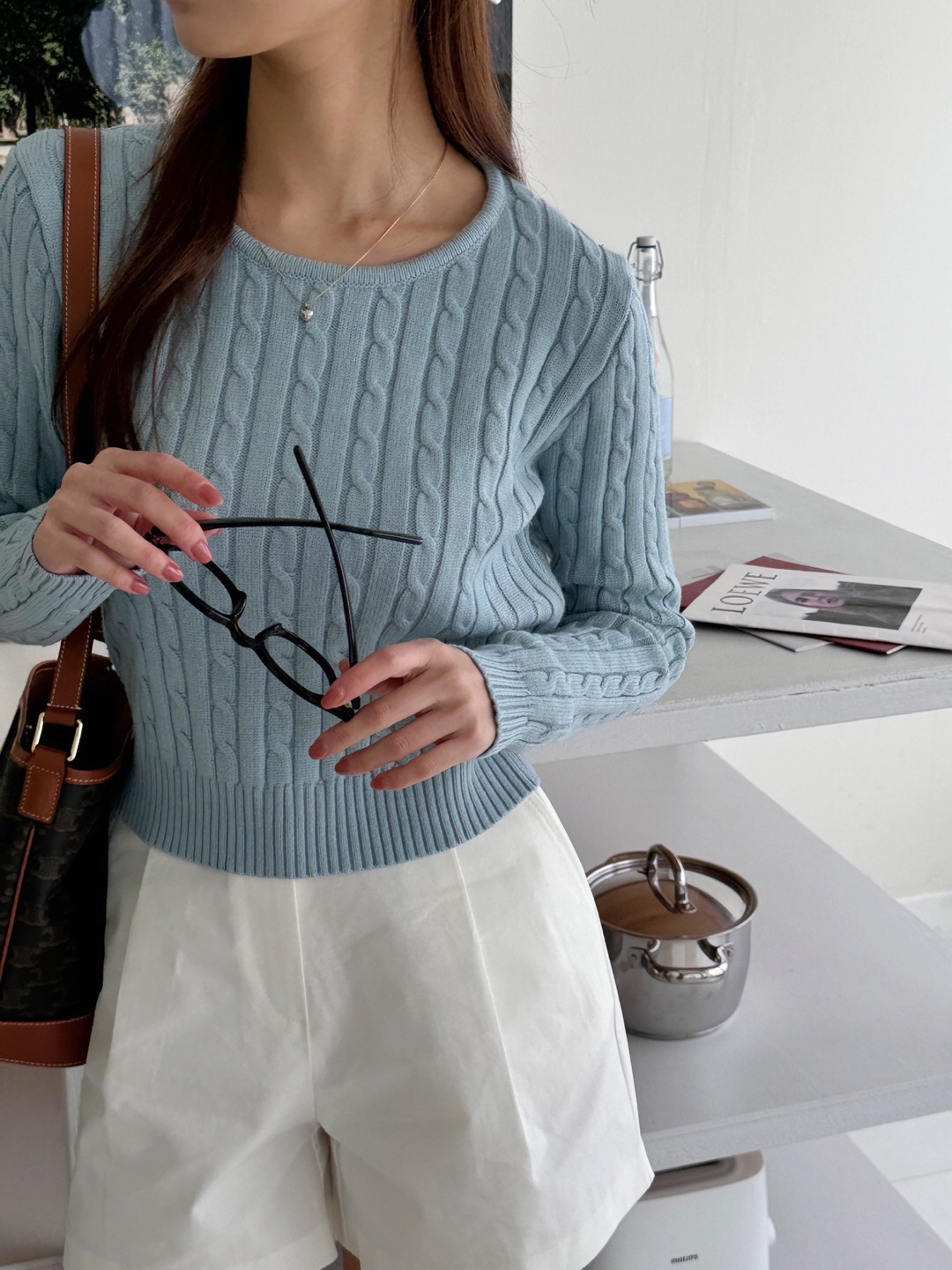 ラウンドネックベーシック長袖ケーブルニット | 詳細画像9