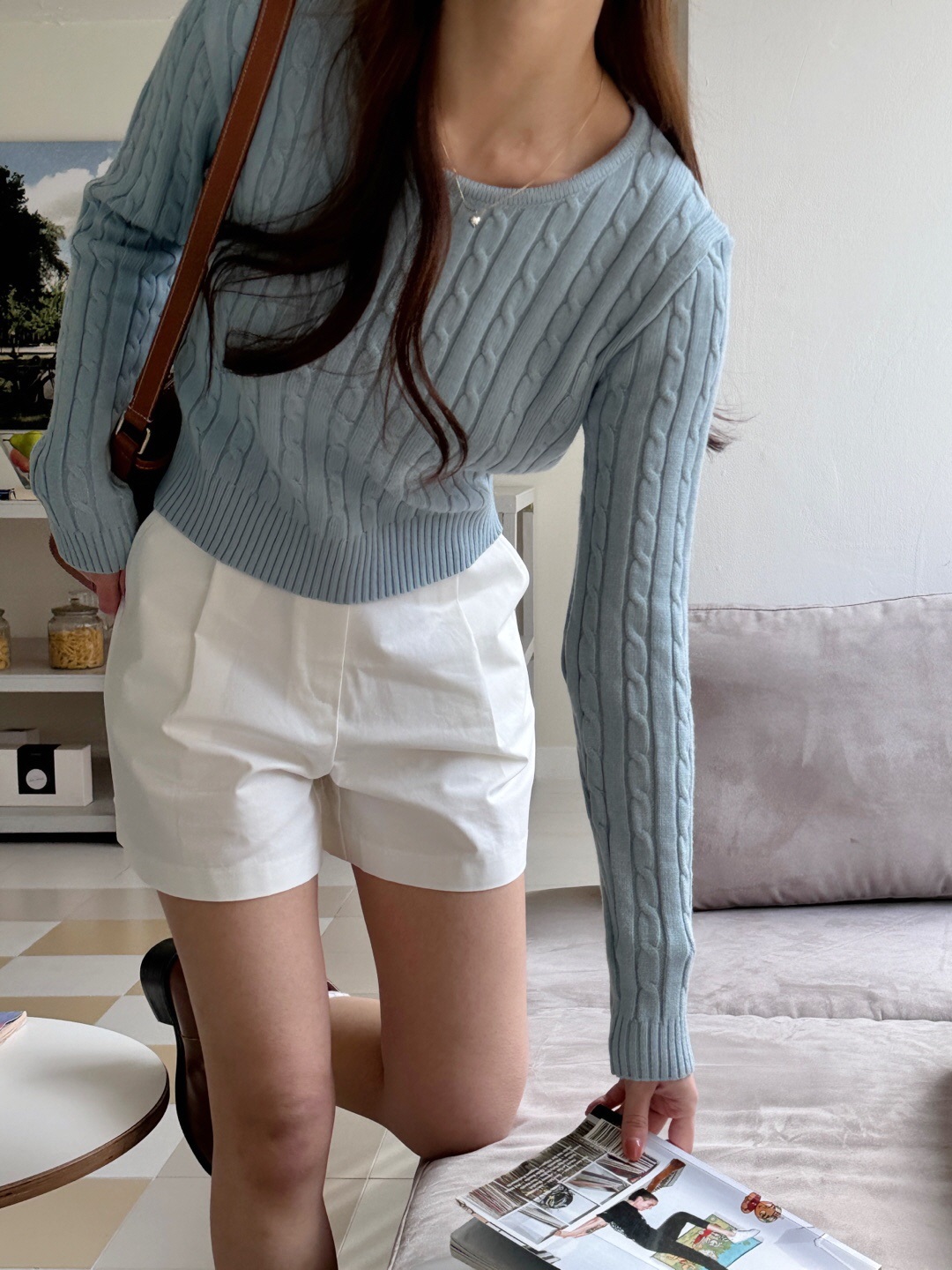 ラウンドネックベーシック長袖ケーブルニット | 詳細画像12