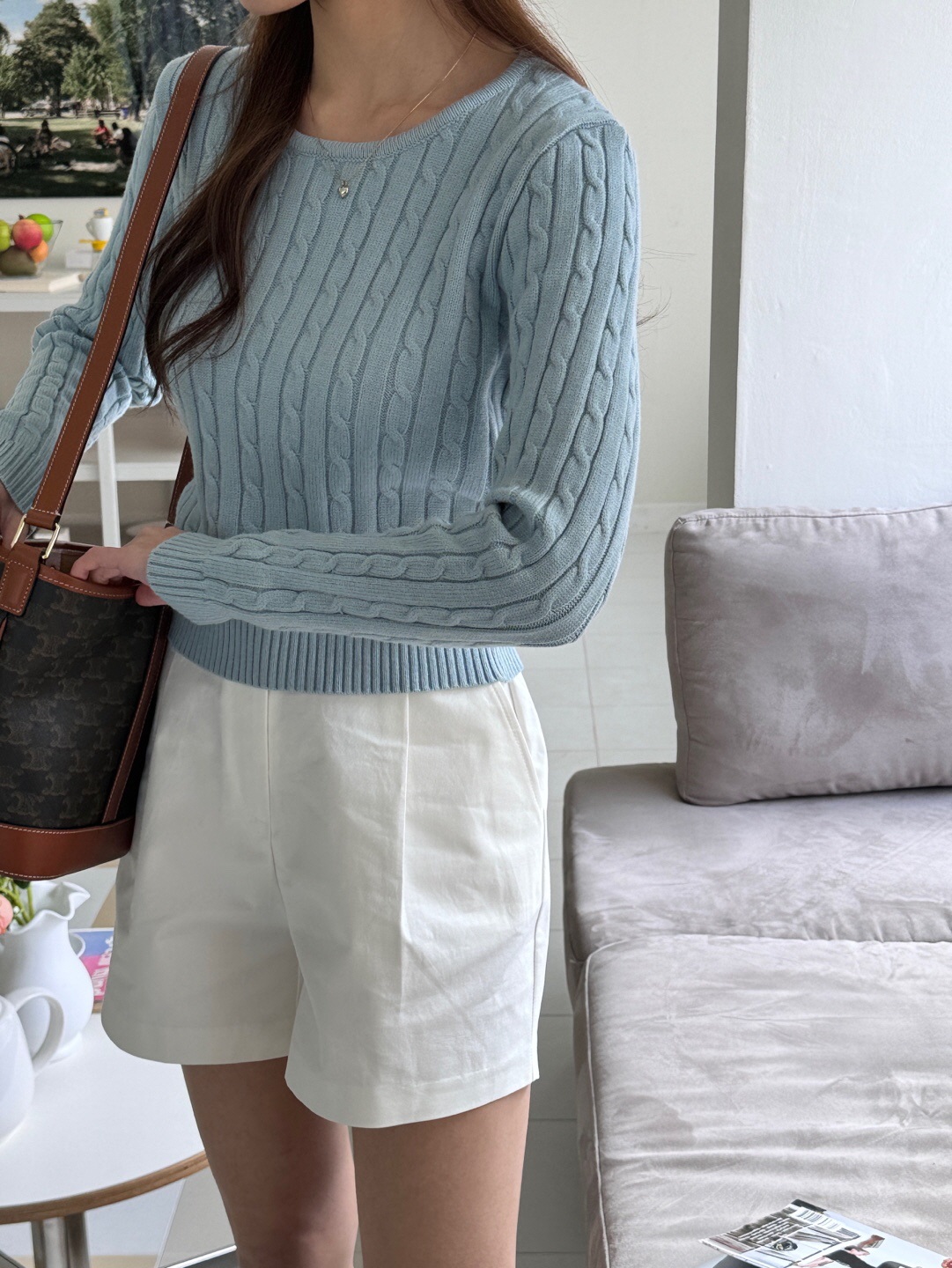 ラウンドネックベーシック長袖ケーブルニット | 詳細画像14