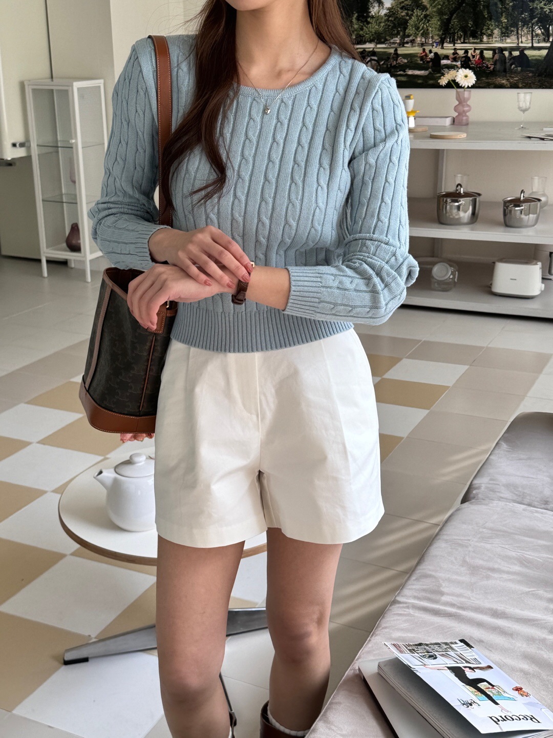 ラウンドネックベーシック長袖ケーブルニット | 詳細画像15