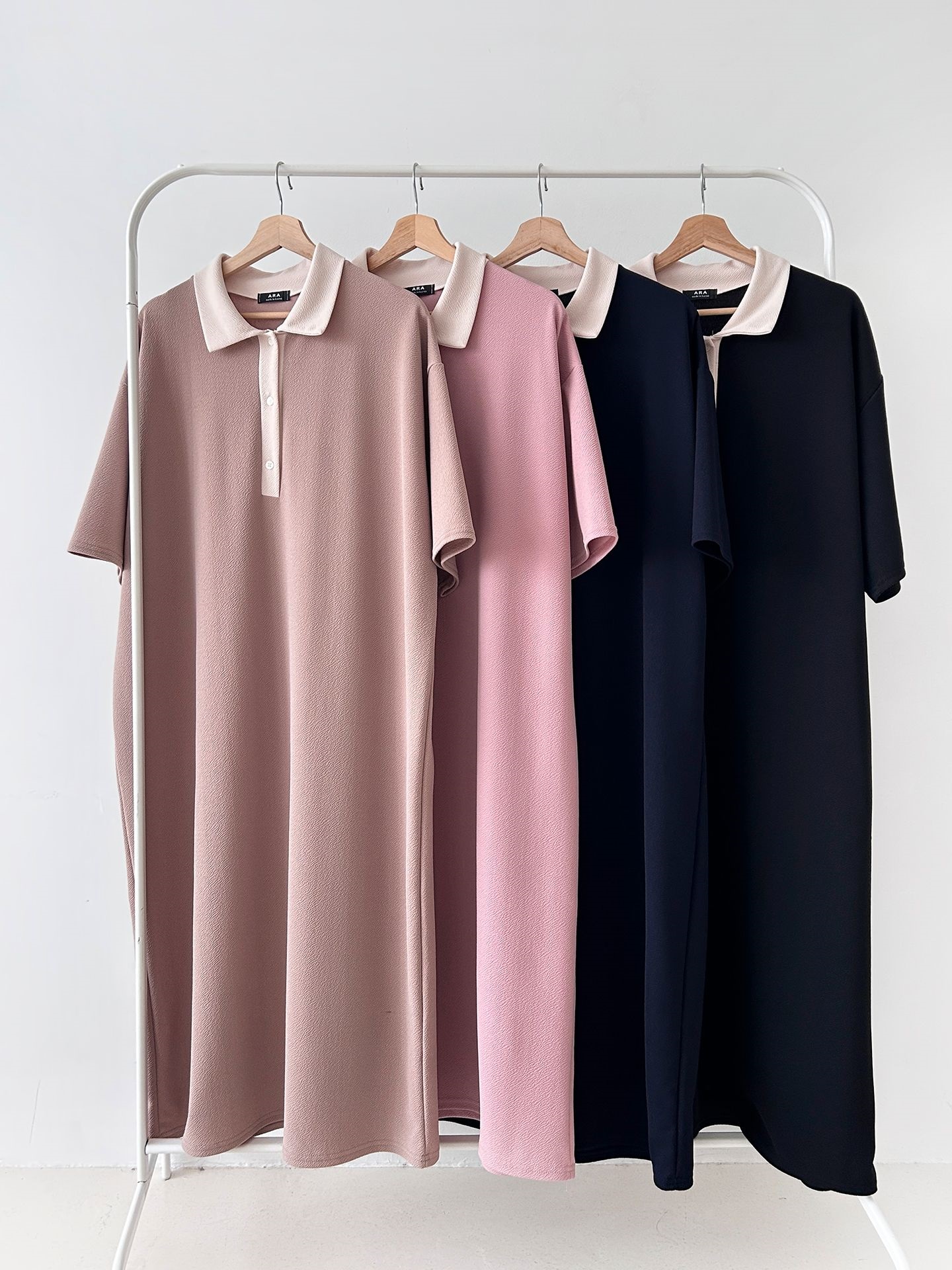 配色ボタンカラーボクシーロングルーズ長袖ワンピース | 詳細画像2