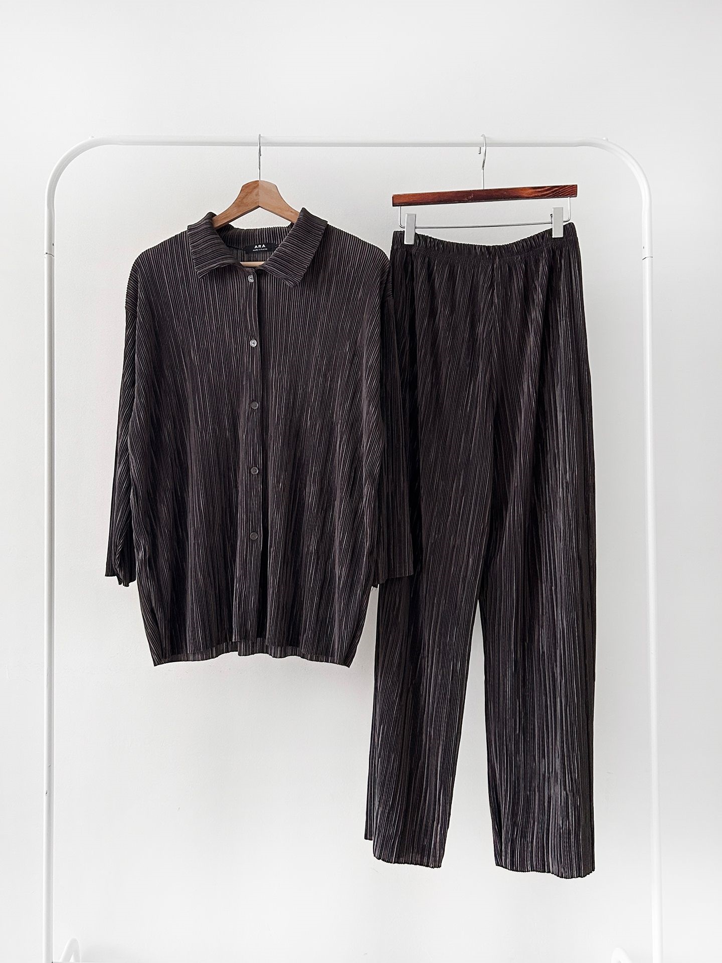 カラーリンクルベーシックウエストゴム長袖ワイドセットアップパンツシャツ | 詳細画像37