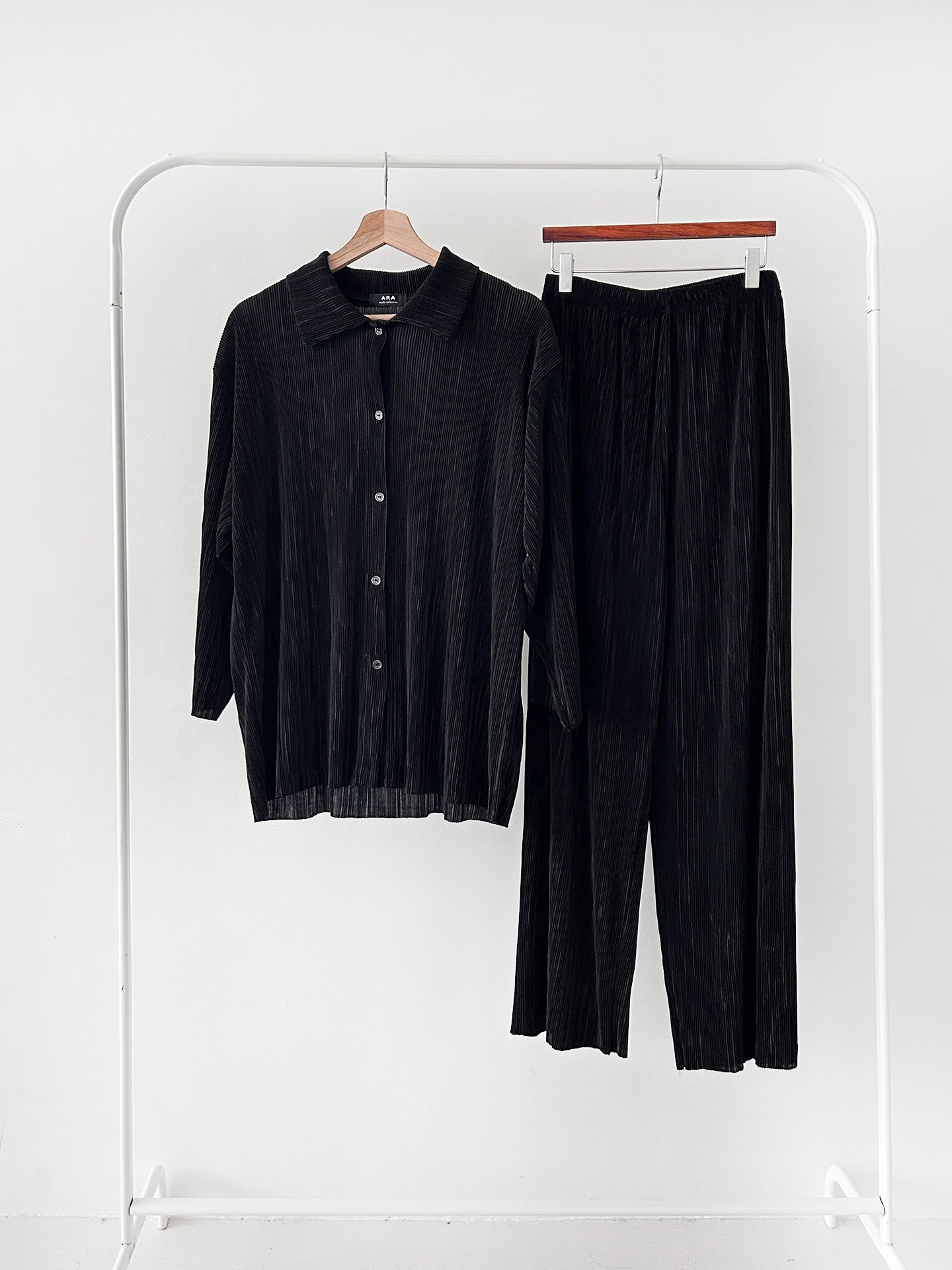 カラーリンクルベーシックウエストゴム長袖ワイドセットアップパンツシャツ | 詳細画像38