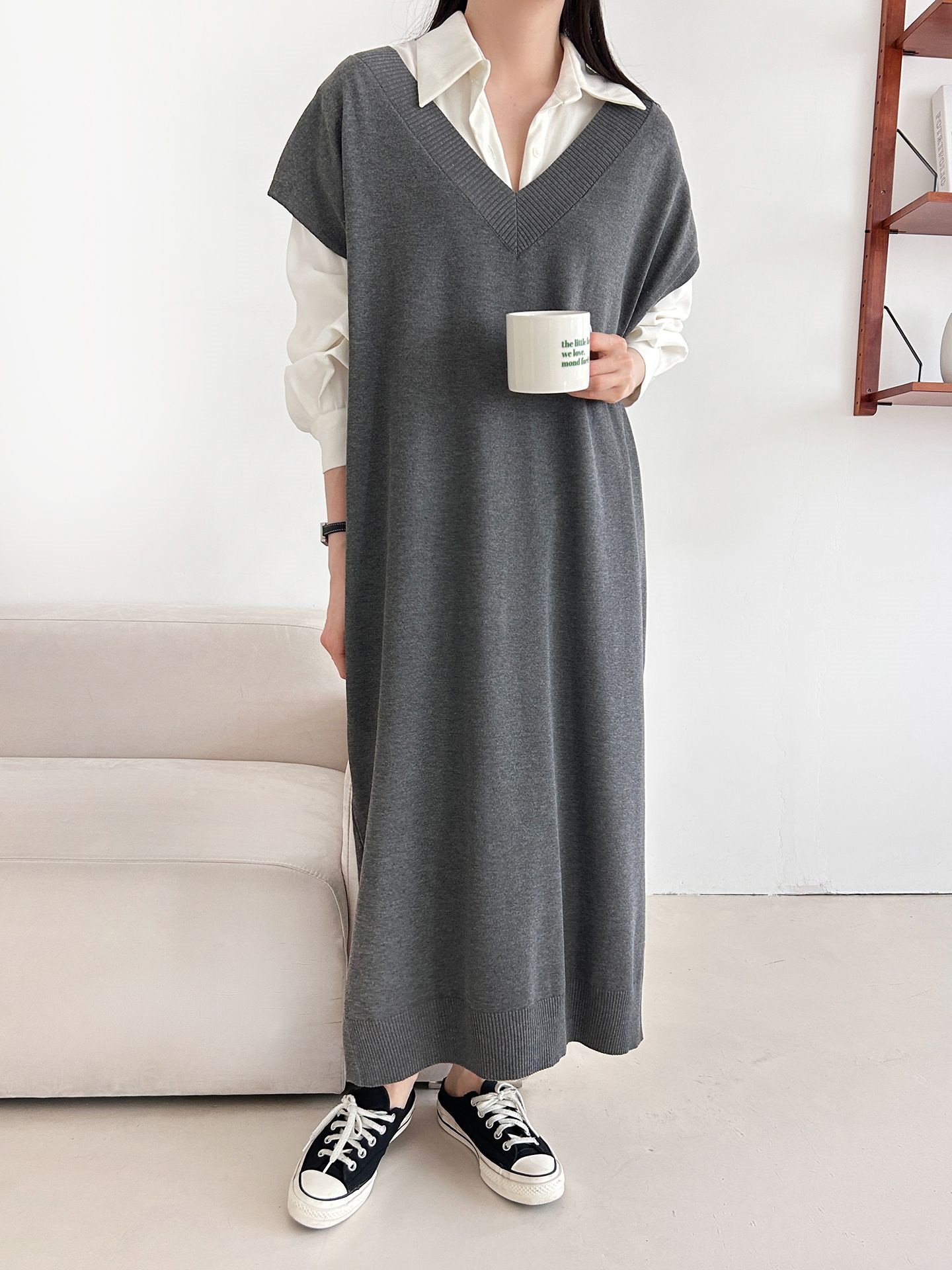 ニットVネックロングワンピース | 詳細画像7