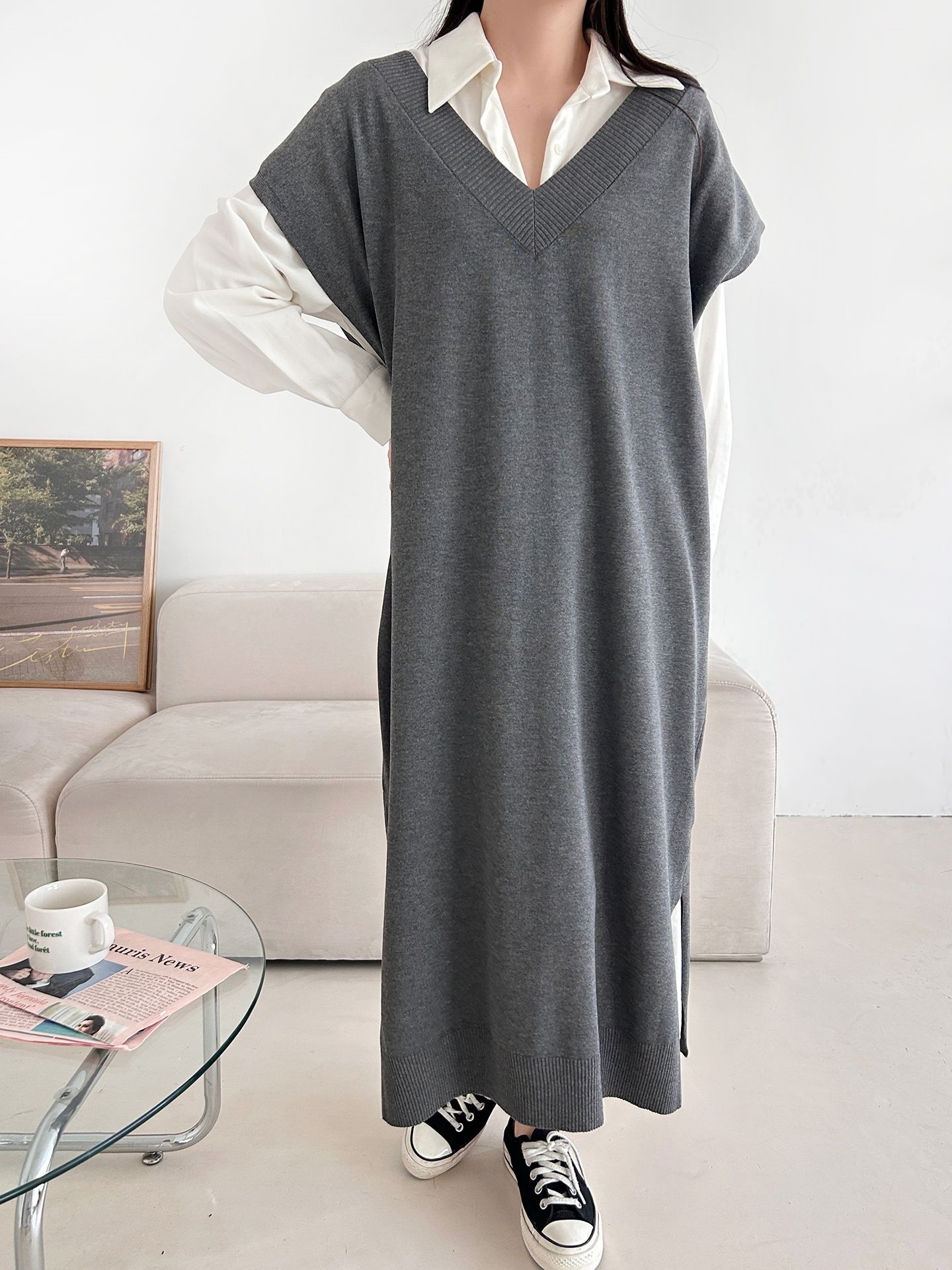 ニットVネックロングワンピース | 詳細画像10