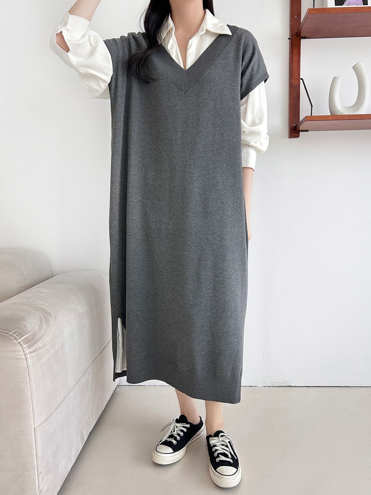 ニットVネックロングワンピース | 詳細画像12