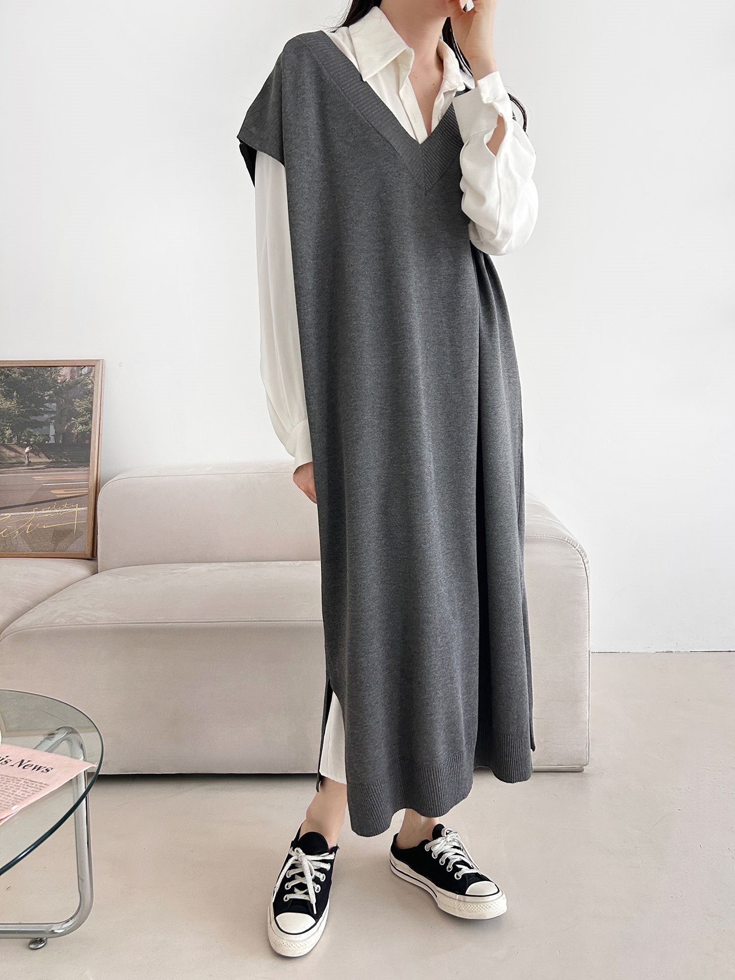 ニットVネックロングワンピース | 詳細画像15