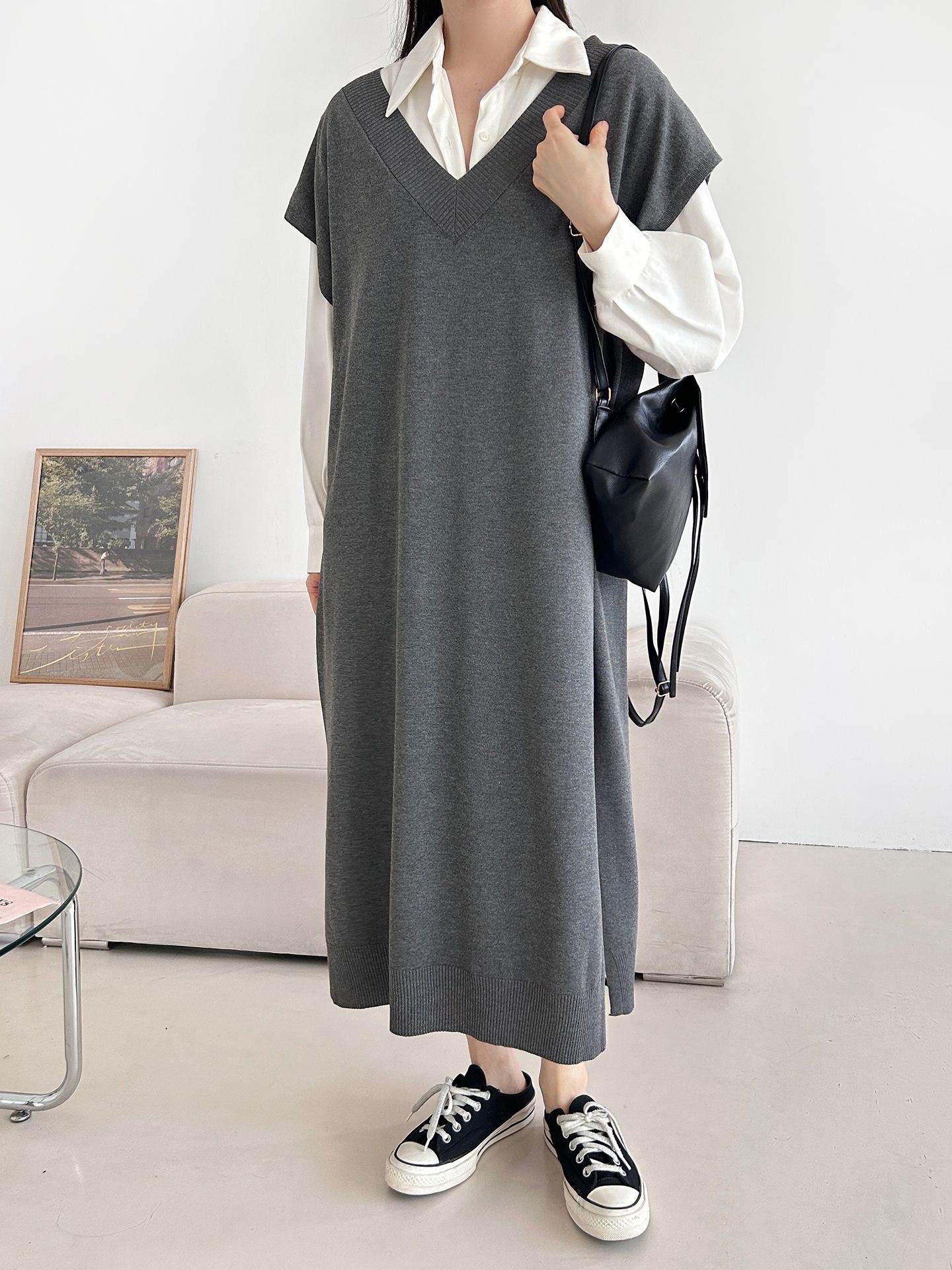 ニットVネックロングワンピース | 詳細画像16