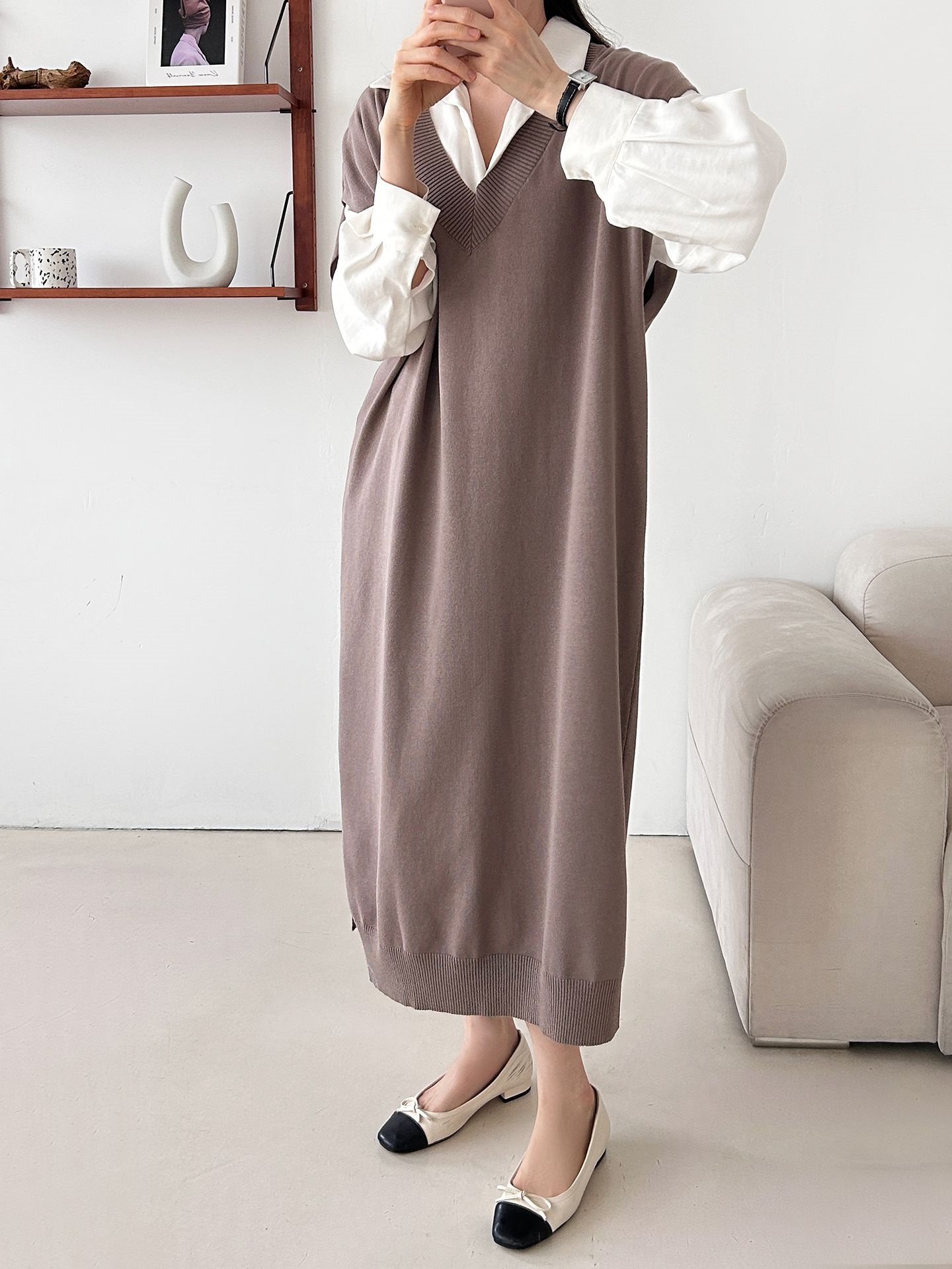 ニットVネックロングワンピース | 詳細画像17