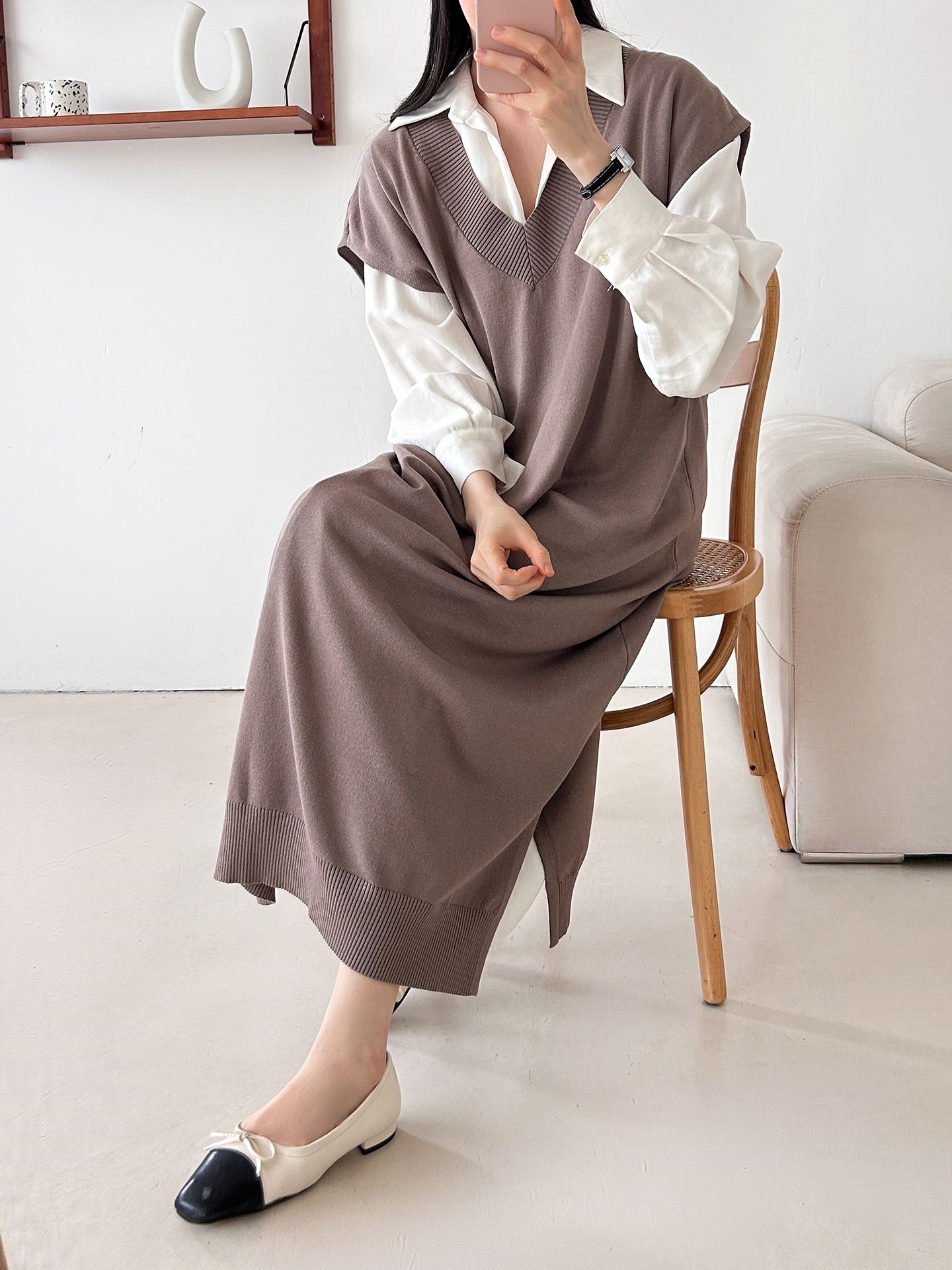 ニットVネックロングワンピース | 詳細画像22