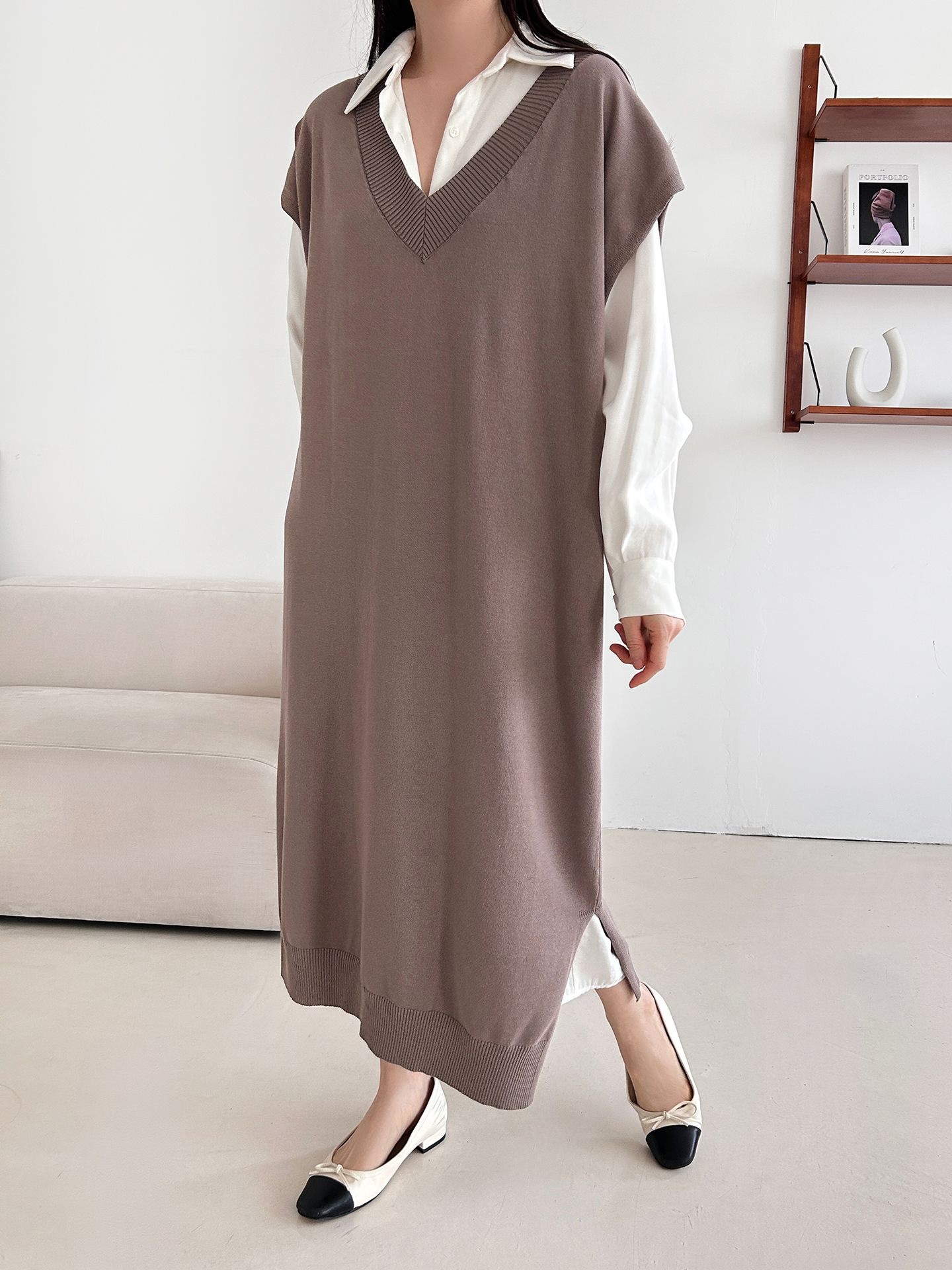 ニットVネックロングワンピース | 詳細画像24