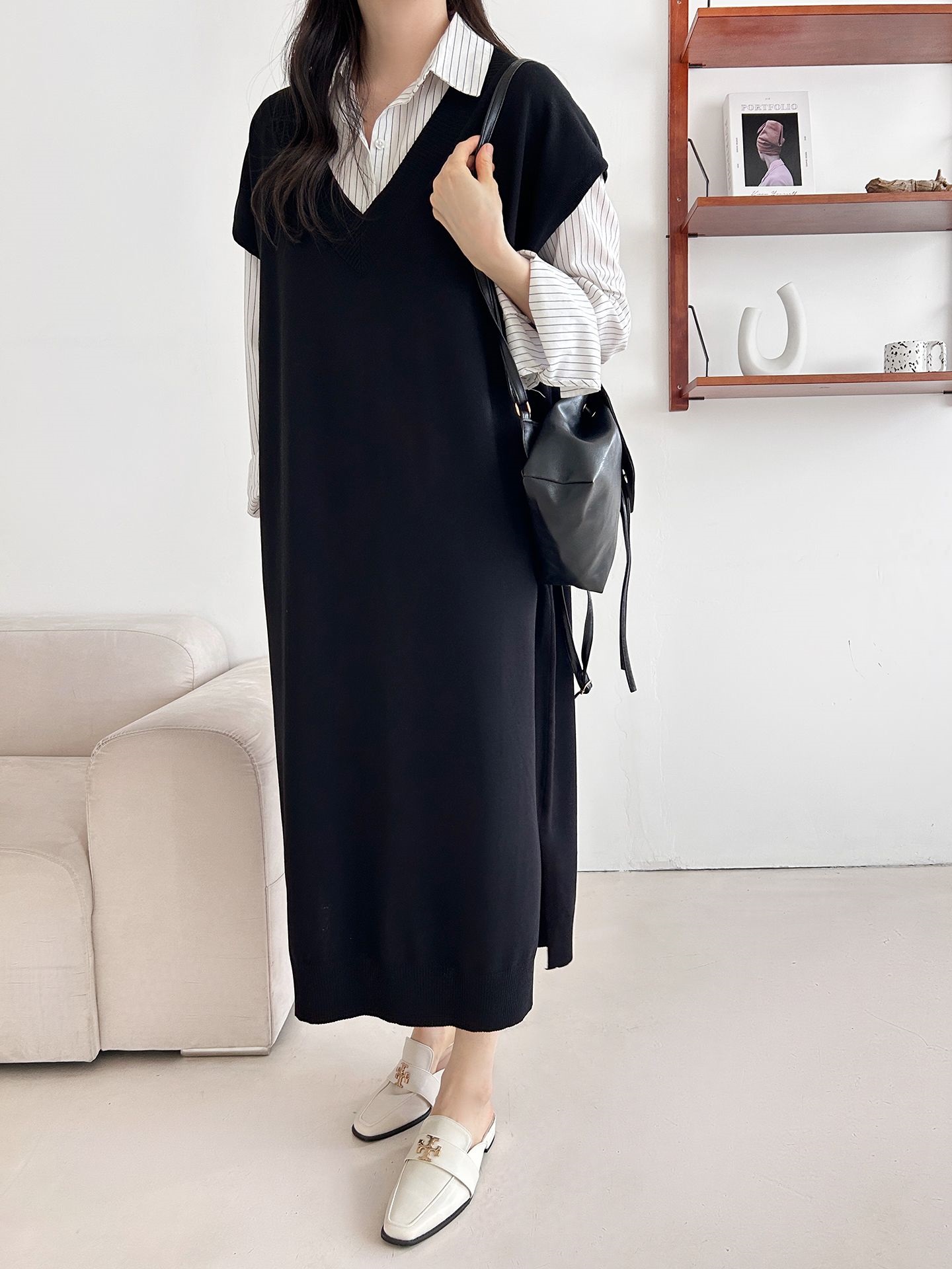 ニットVネックロングワンピース | 詳細画像28