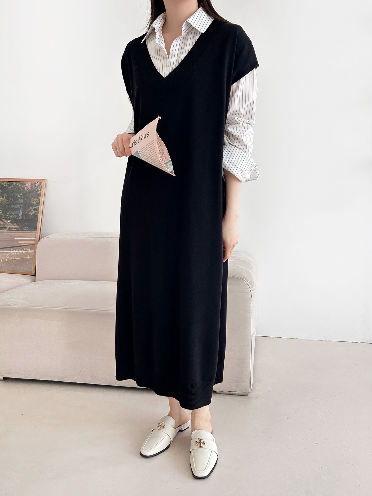 ニットVネックロングワンピース | 詳細画像30