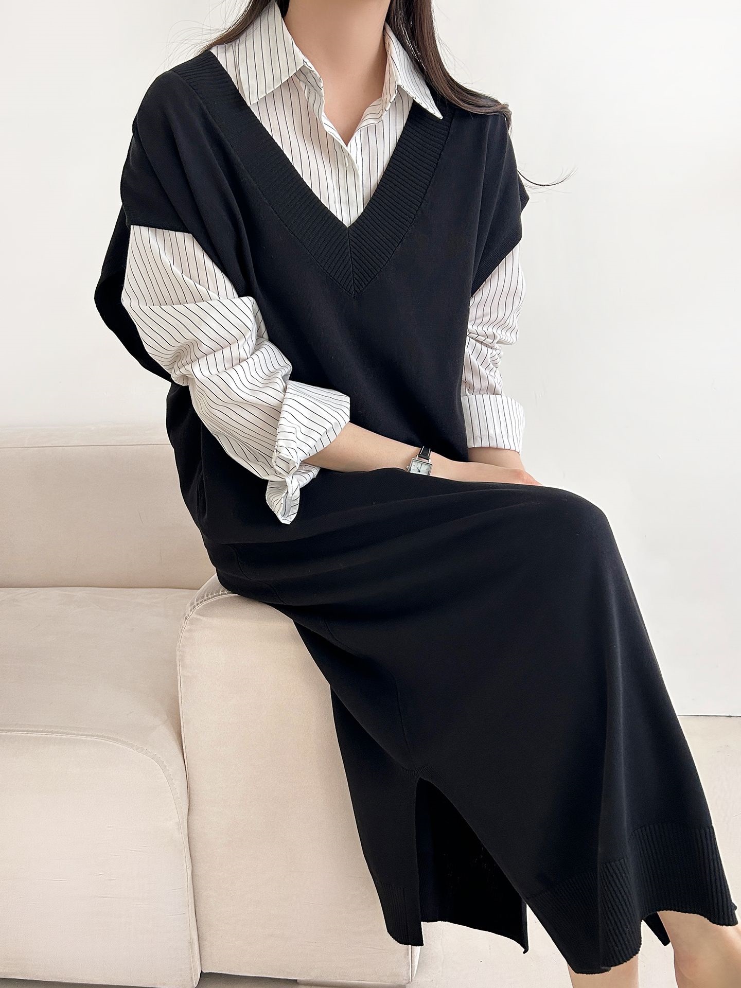 ニットVネックロングワンピース | 詳細画像36