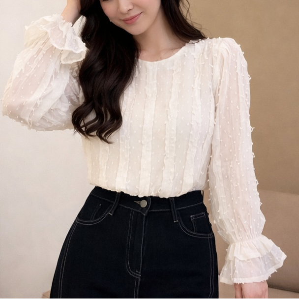 フリルベーシック長袖ブラウス | 詳細画像7