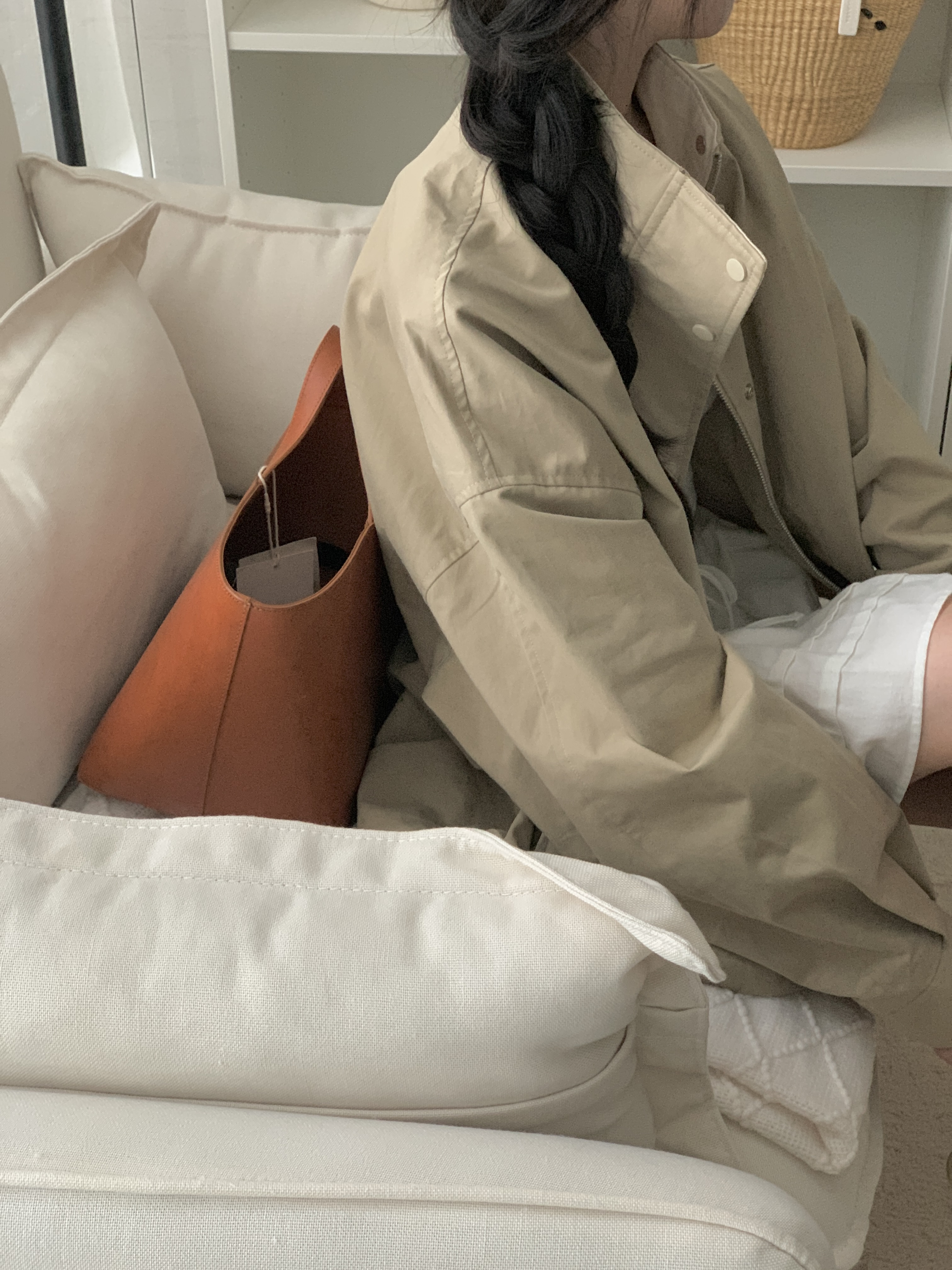 配色コットンジップアップポケットボクシールーズ長袖ジャンパー | 詳細画像5