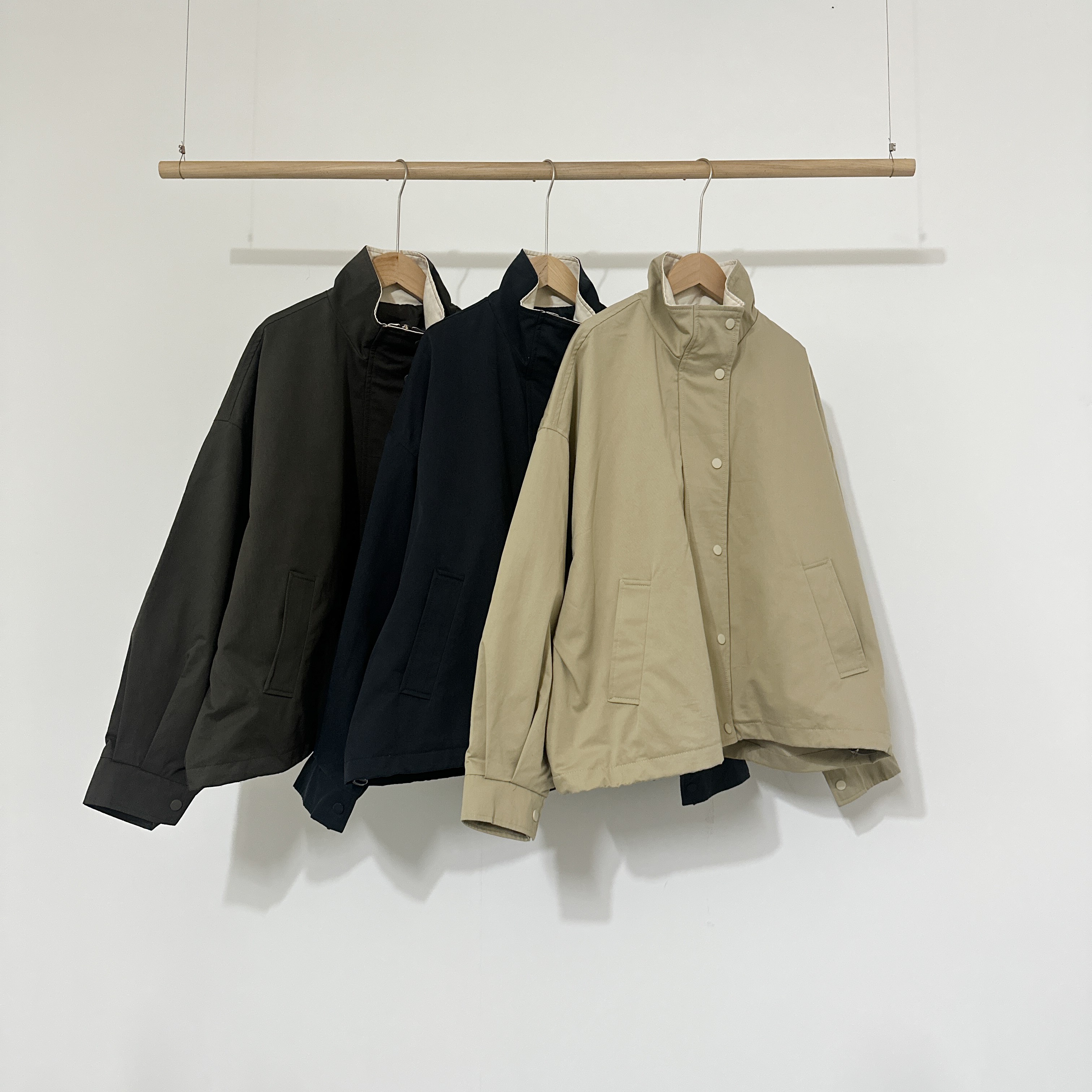 配色コットンジップアップポケットボクシールーズ長袖ジャンパー | 詳細画像16