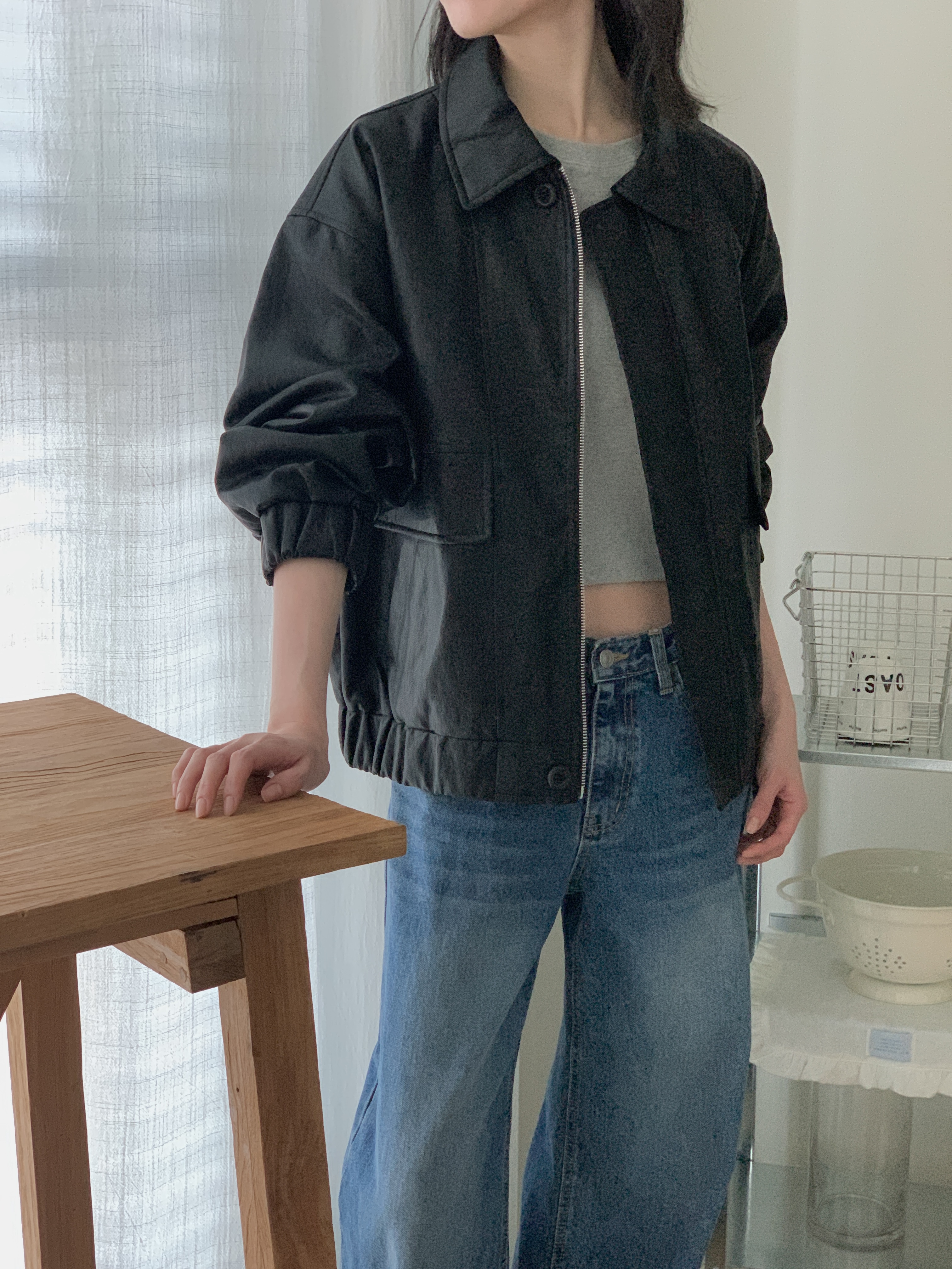 ジップアップカラーポケットショート長袖ジャンパー | 詳細画像3