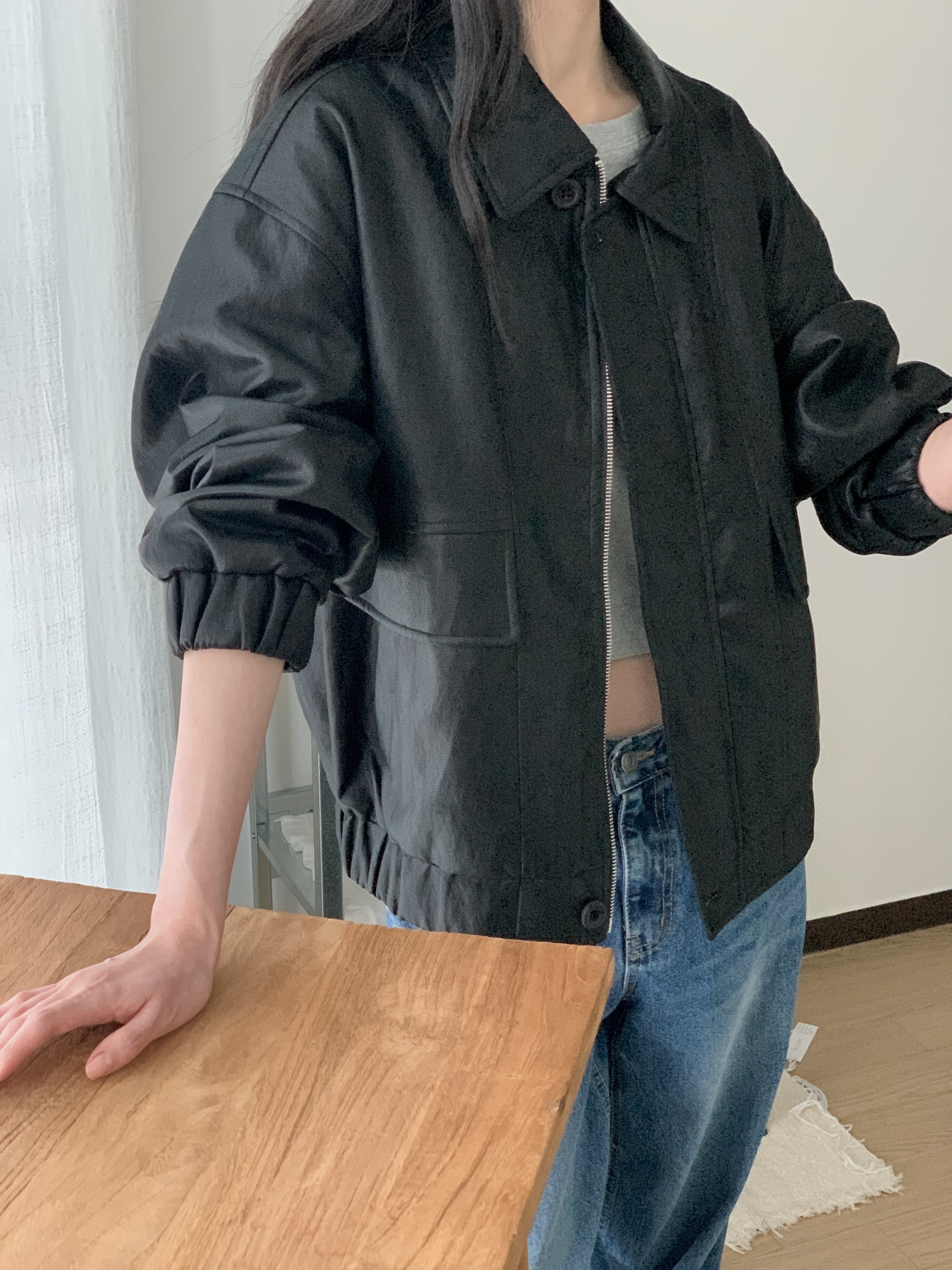 ジップアップカラーポケットショート長袖ジャンパー | 詳細画像6