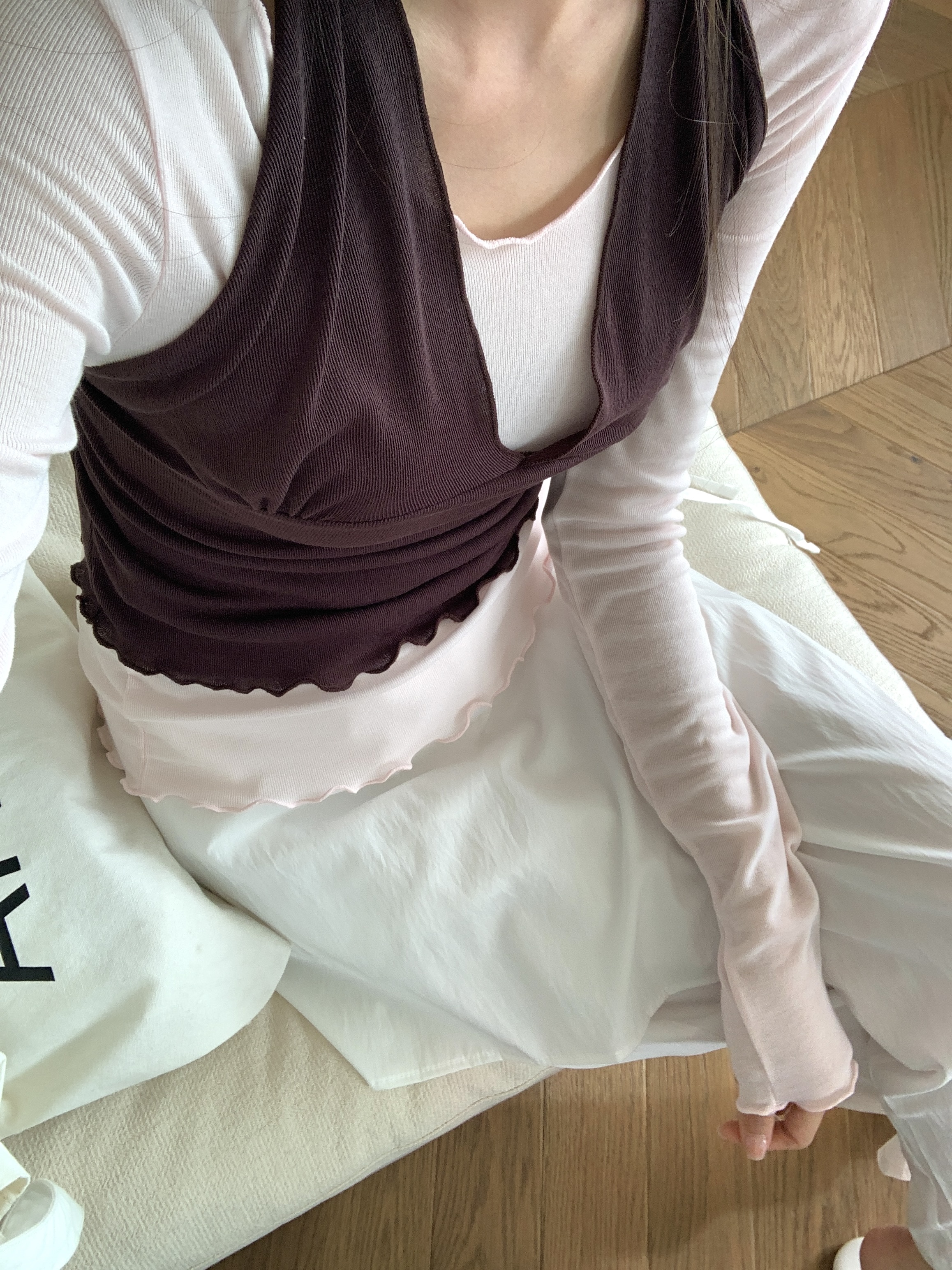 配色ホルターネックスリムレイヤード風長袖Tシャツ | 詳細画像14