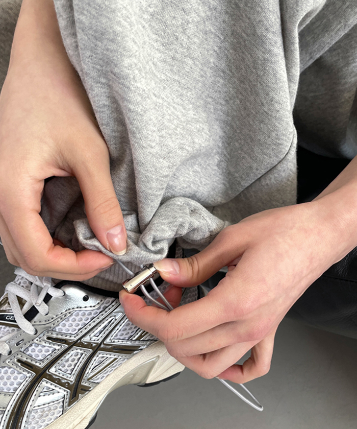 ワイドウエストゴムポケットサイドピンタックロングドローコードドロー