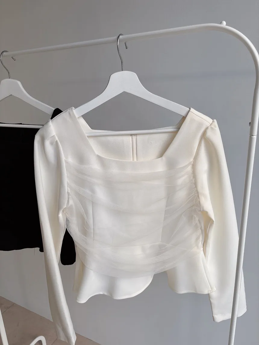 ジップアップ長袖ベーシックフレアブラウス | mirangmirang | 詳細画像15