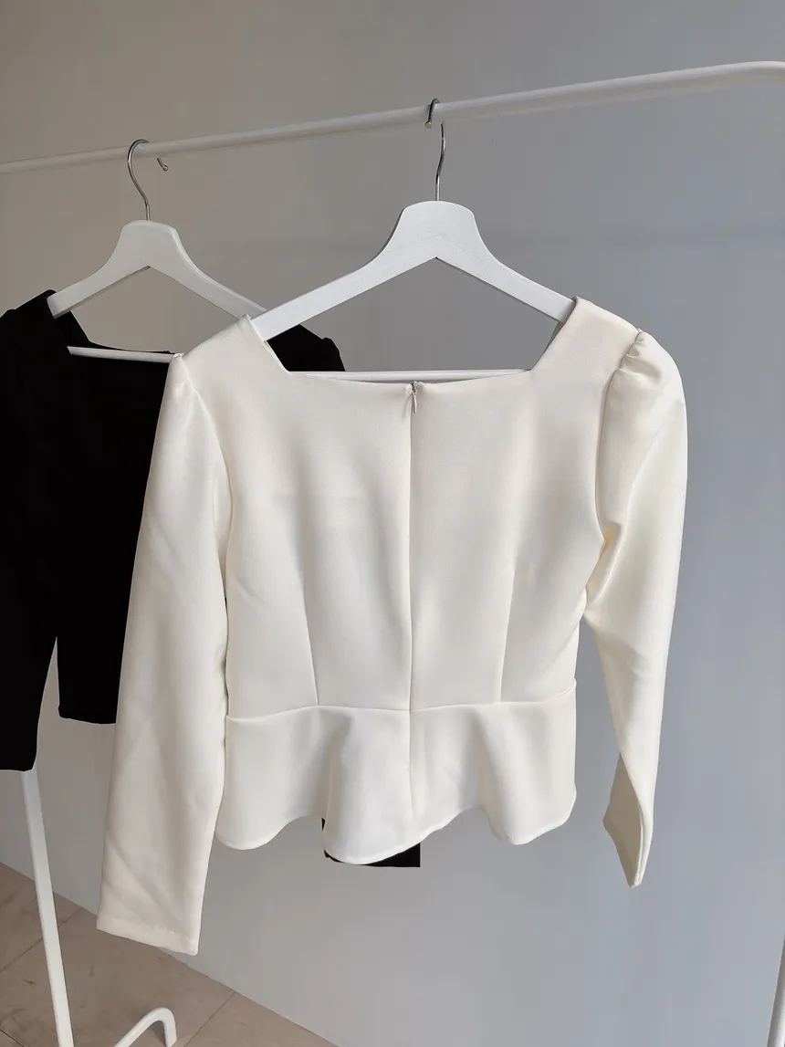 ジップアップ長袖ベーシックフレアブラウス | mirangmirang | 詳細画像16