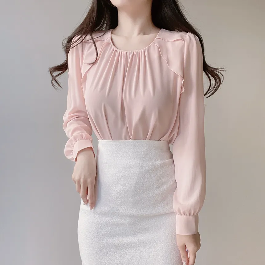 シャーリングラッフルブラウス | mirangmirang | 詳細画像2