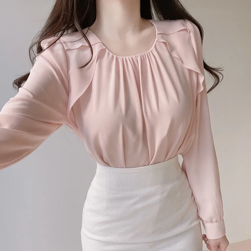 シャーリングラッフルブラウス | mirangmirang | 詳細画像5