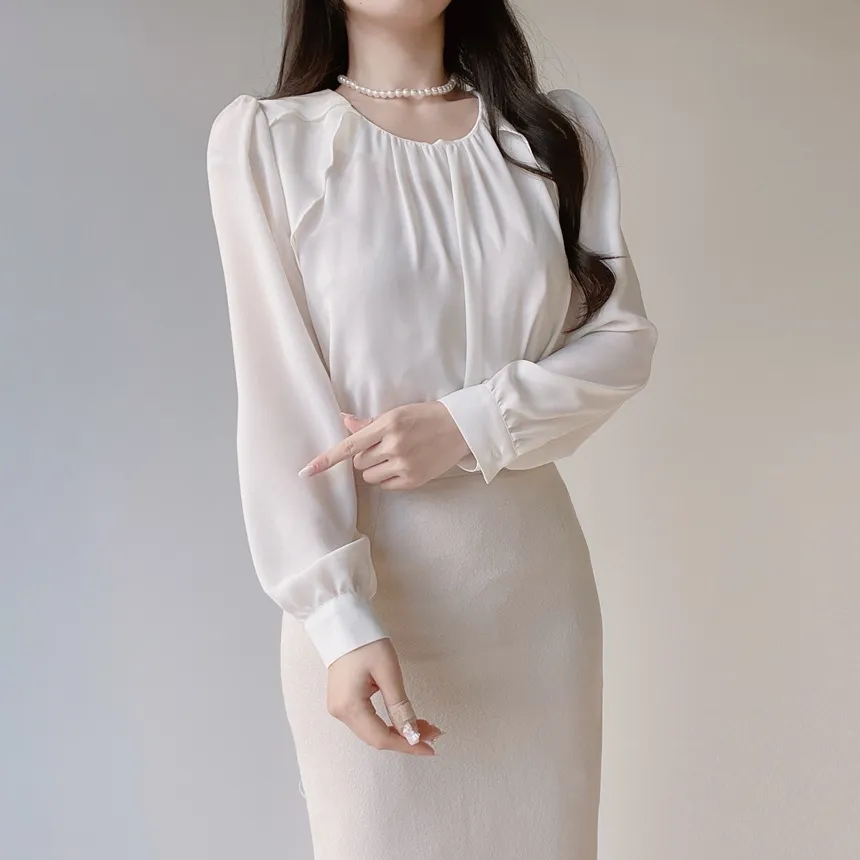 シャーリングラッフルブラウス | mirangmirang | 詳細画像9