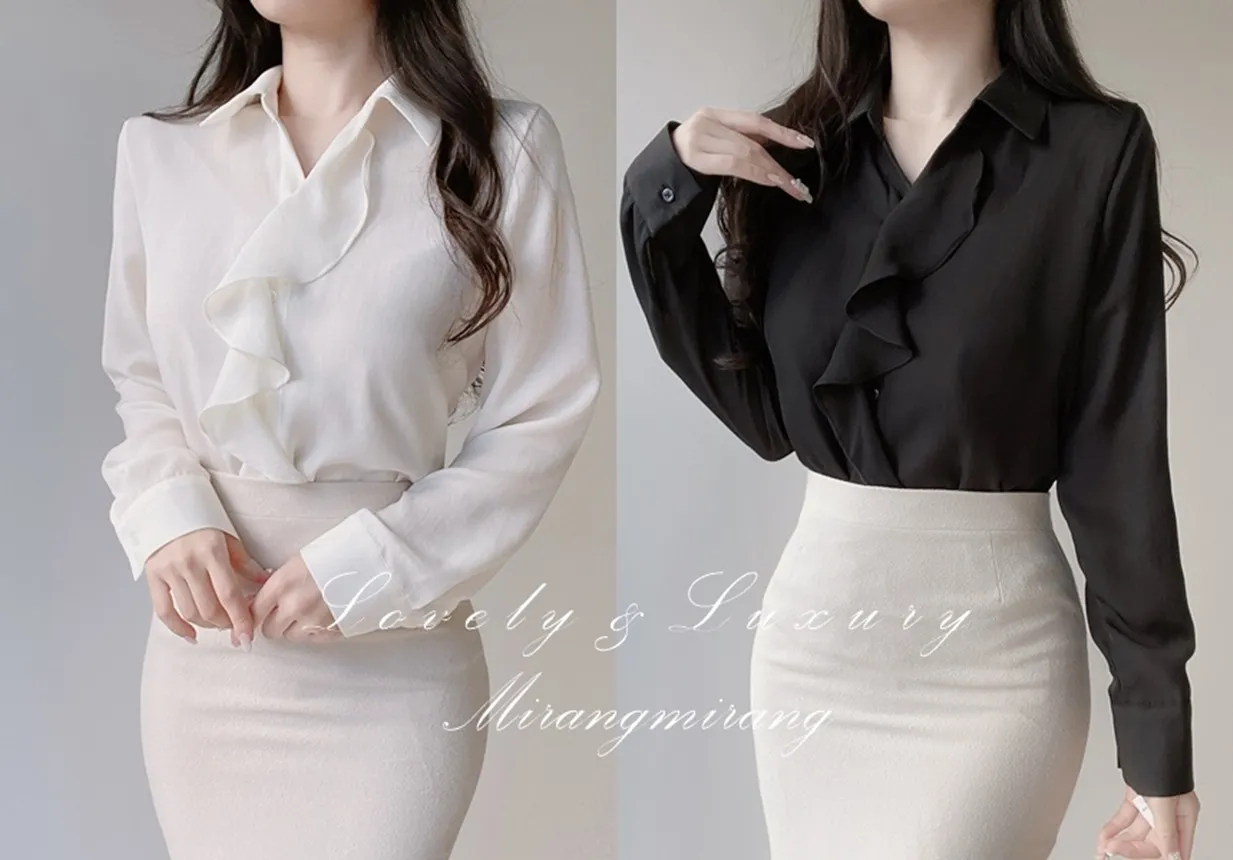 フリル長袖ブラウス | mirangmirang | 詳細画像1