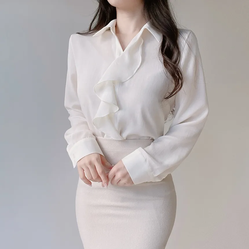 フリル長袖ブラウス | mirangmirang | 詳細画像2