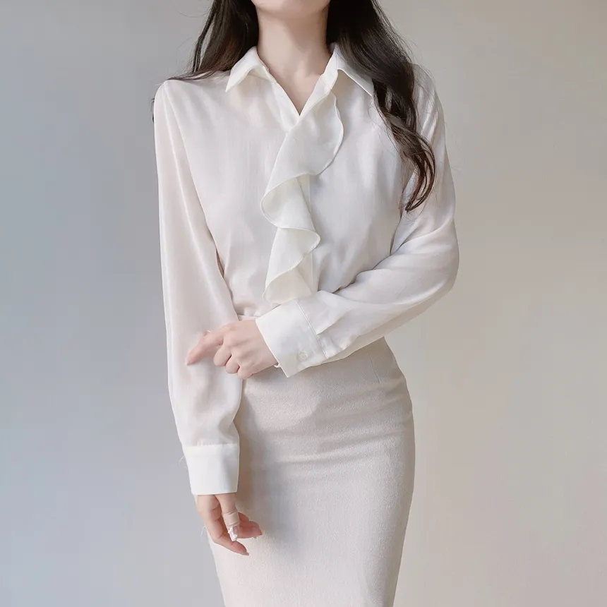 フリル長袖ブラウス | mirangmirang | 詳細画像3