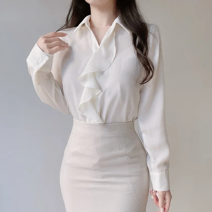 フリル長袖ブラウス | mirangmirang | 詳細画像5