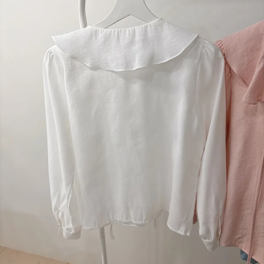 オーガンジーフリル長袖ベーシックボタンブラウス | mirangmirang | 詳細画像17