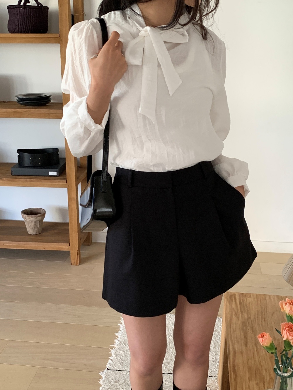 ボウタイパフスリーブ長袖ブラウス | 詳細画像3