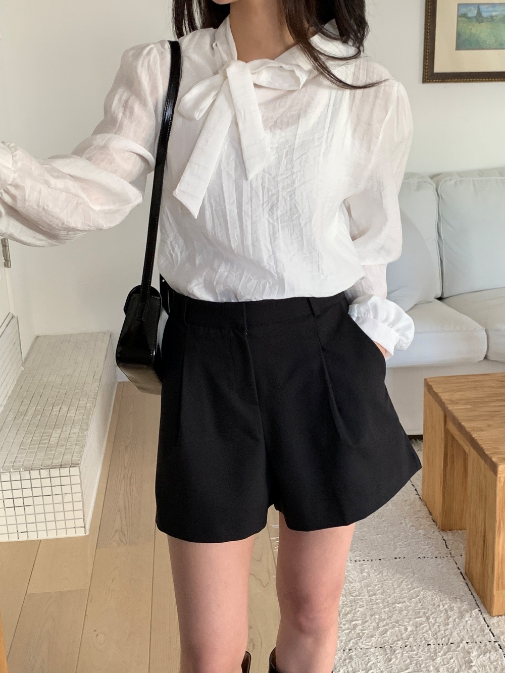 ボウタイパフスリーブ長袖ブラウス | 詳細画像4