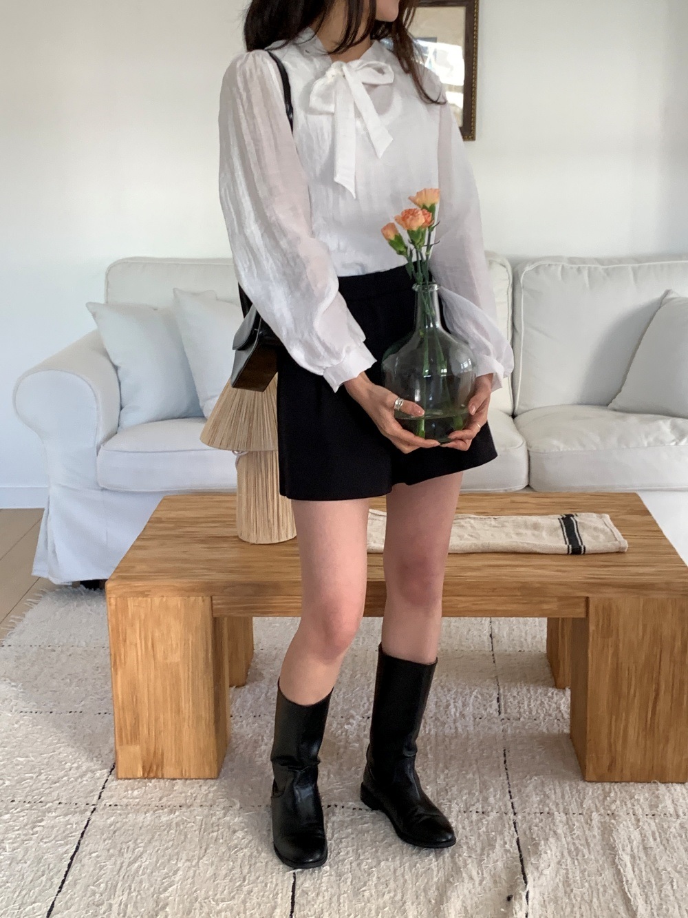 ボウタイパフスリーブ長袖ブラウス | 詳細画像7