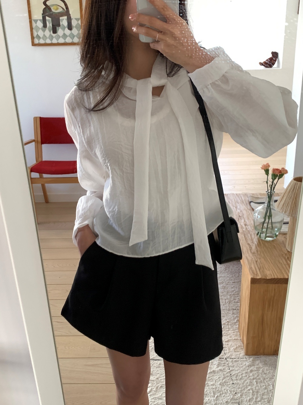 ボウタイパフスリーブ長袖ブラウス | 詳細画像11