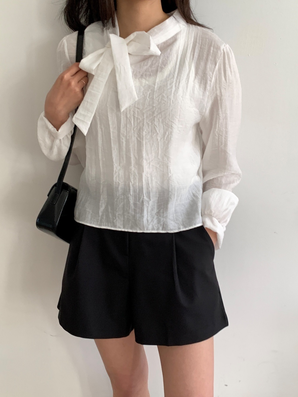 ボウタイパフスリーブ長袖ブラウス | 詳細画像15