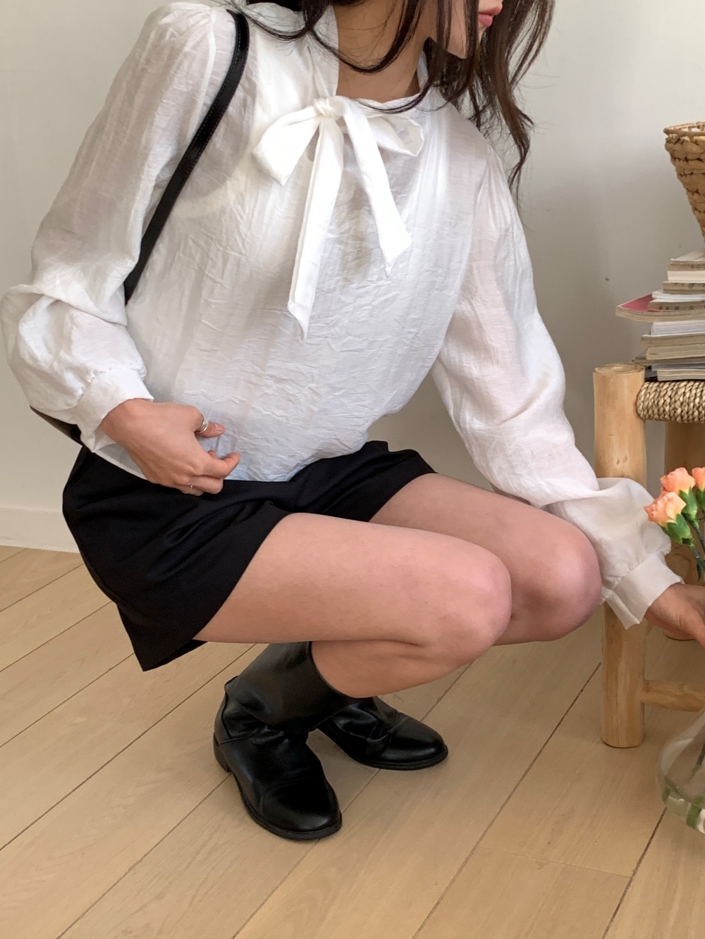 ボウタイパフスリーブ長袖ブラウス | 詳細画像16