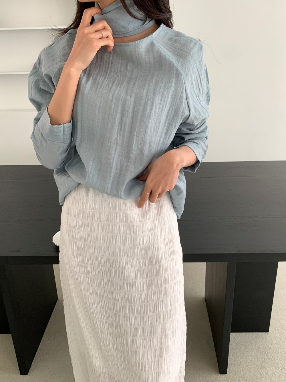 ラグラン長袖スカーフネックブラウス2WAY | 詳細画像4