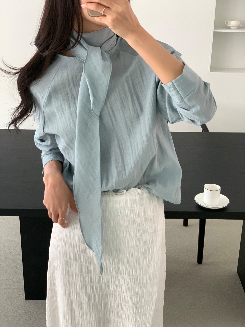 ラグラン長袖スカーフネックブラウス2WAY | 詳細画像5