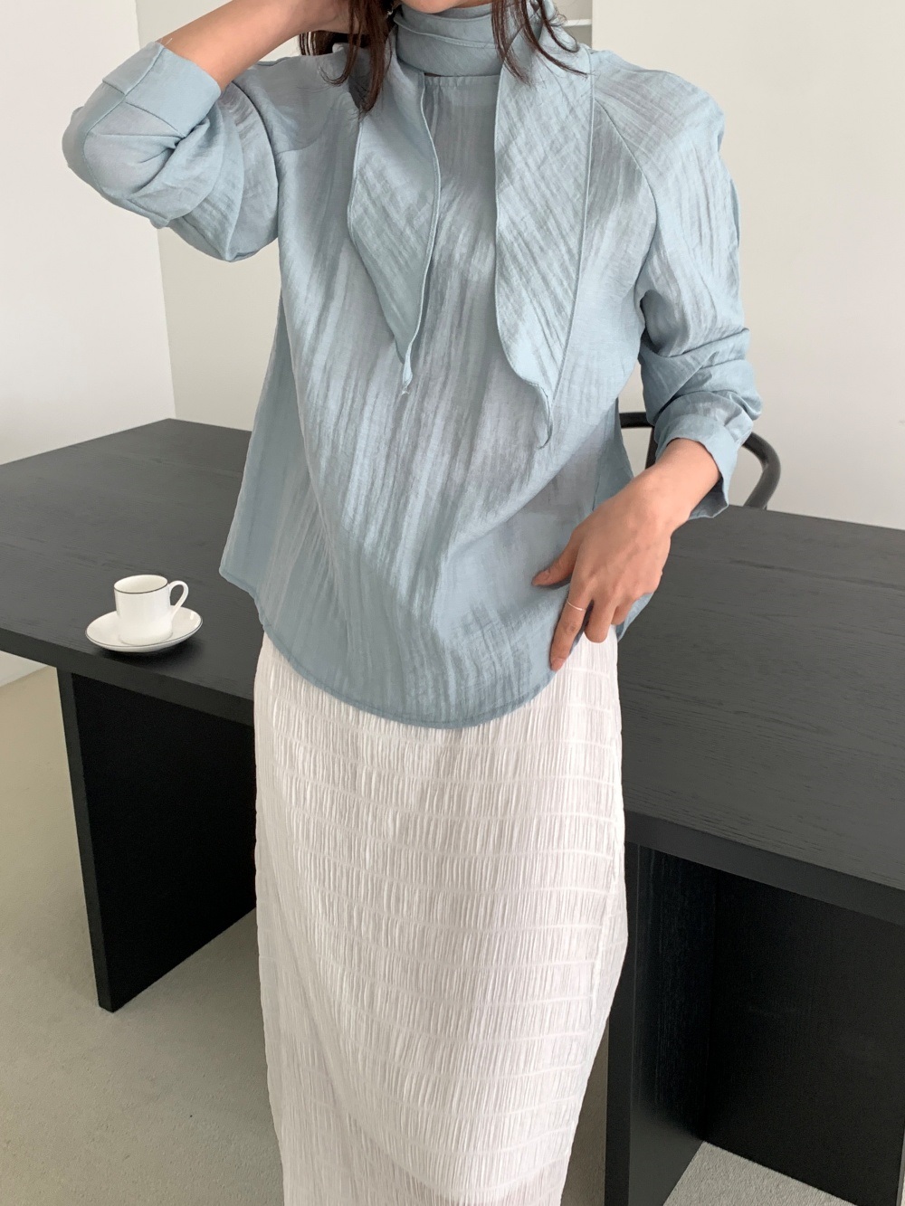 ラグラン長袖スカーフネックブラウス2WAY | 詳細画像10