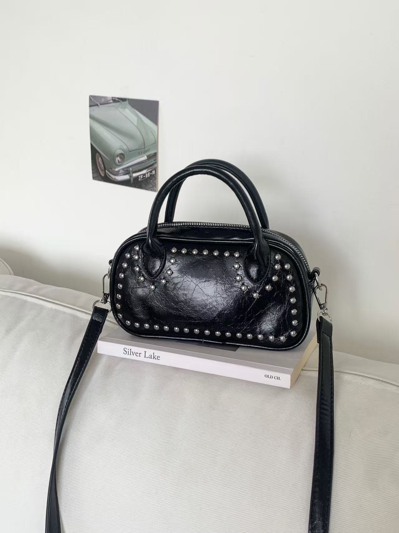 レザー調スタッズミニトートバッグショルダーバッグストラップセット(バックルあり) | 詳細画像5