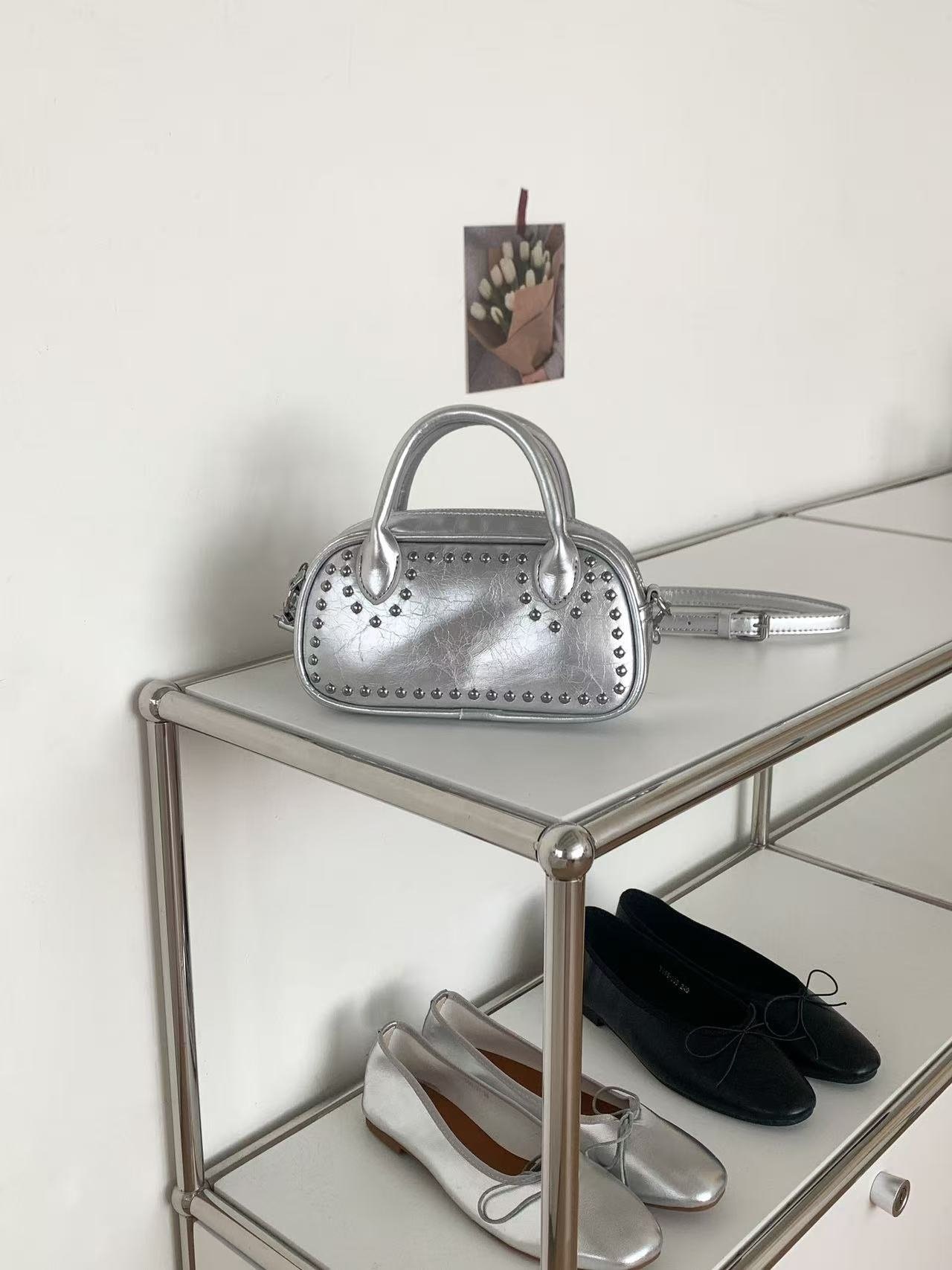 レザー調スタッズミニトートバッグショルダーバッグストラップセット(バックルあり) | 詳細画像13