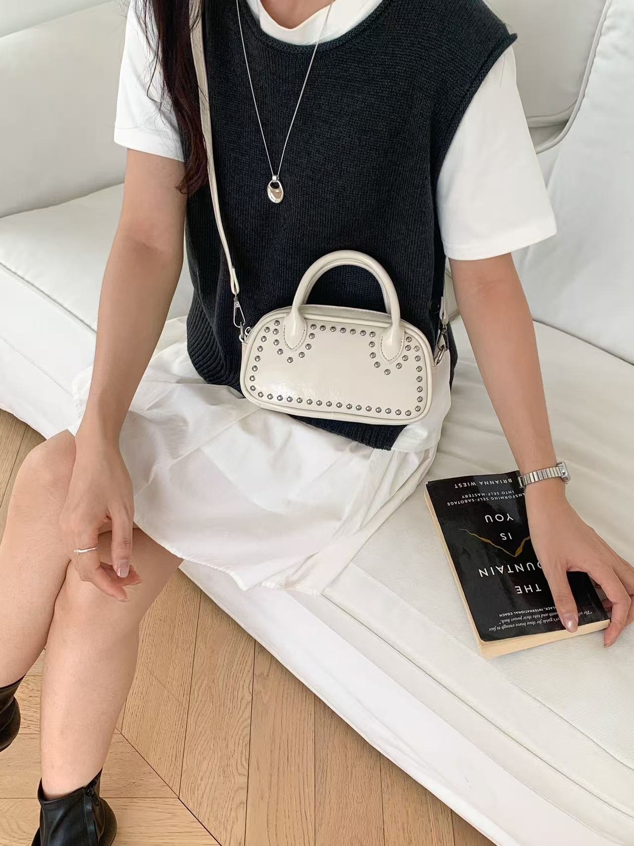 レザー調スタッズミニトートバッグショルダーバッグストラップセット(バックルあり) | 詳細画像14