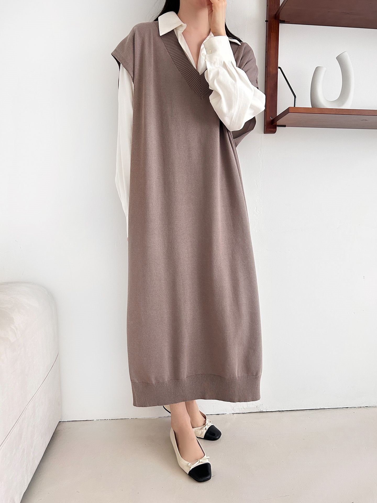 ニットVネックスリットロングワンピース | 詳細画像23